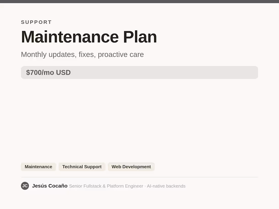 Cover image for Maintenance Plan (monthly)