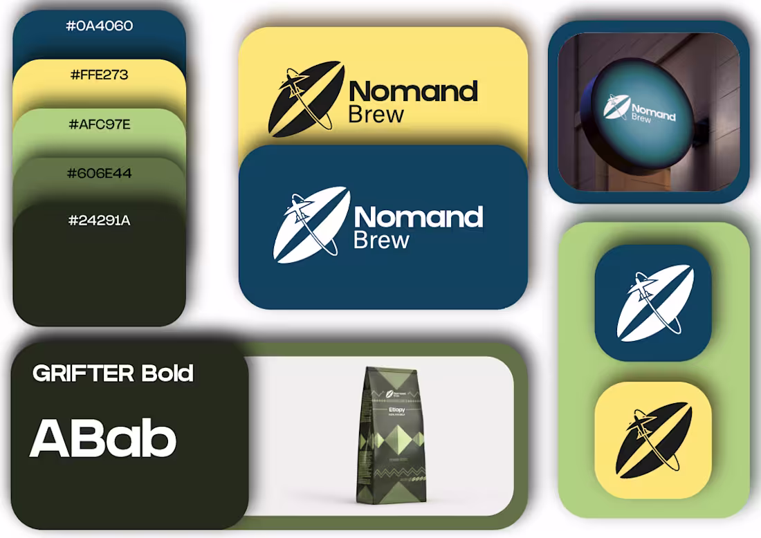 Cover image for Nomand Brew — travel-inspired coffee brand identity. I desig...