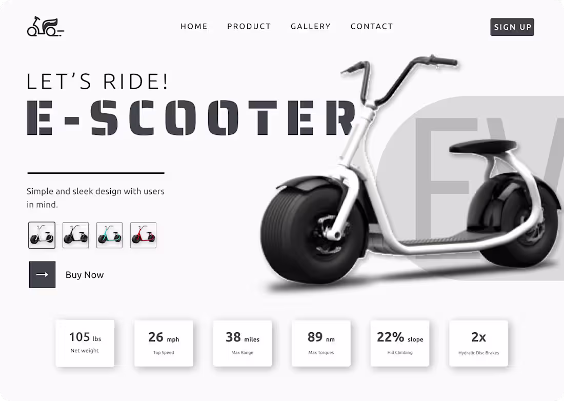Cover image for Urban Glide: Minimalist E-Scooter Landing Page UI