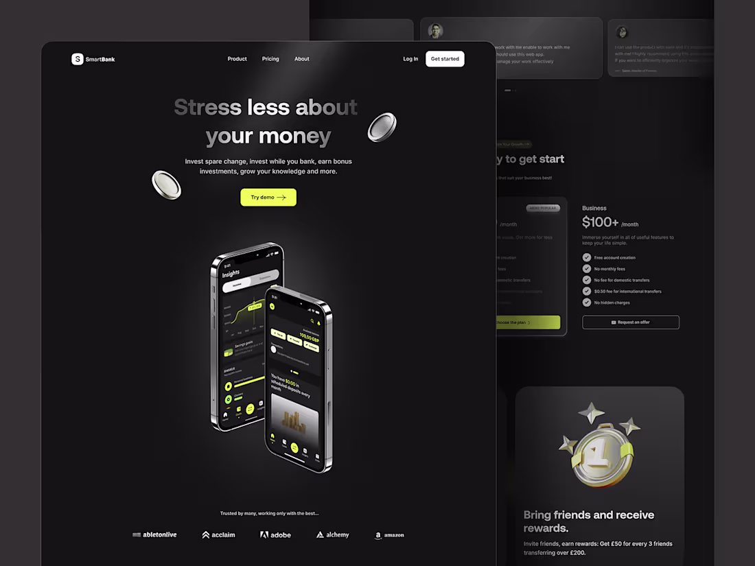 Cover image for SmartBank - Fintech SaaS Landing Page