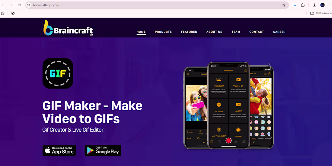Cover image for GIF Maker App Landing Page