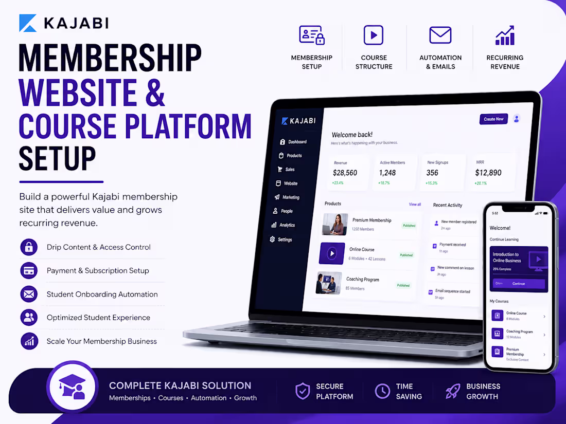 Cover image for Kajabi Membership Website And Course Platform Setup