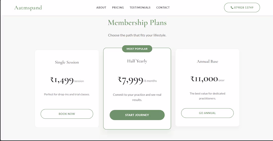 Cover image for The Aatmspand Yoga website was