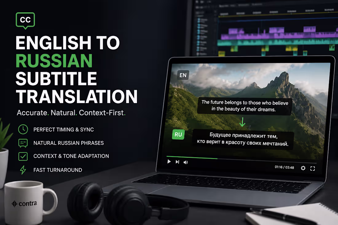 Cover image for English to Russian subtitle translation