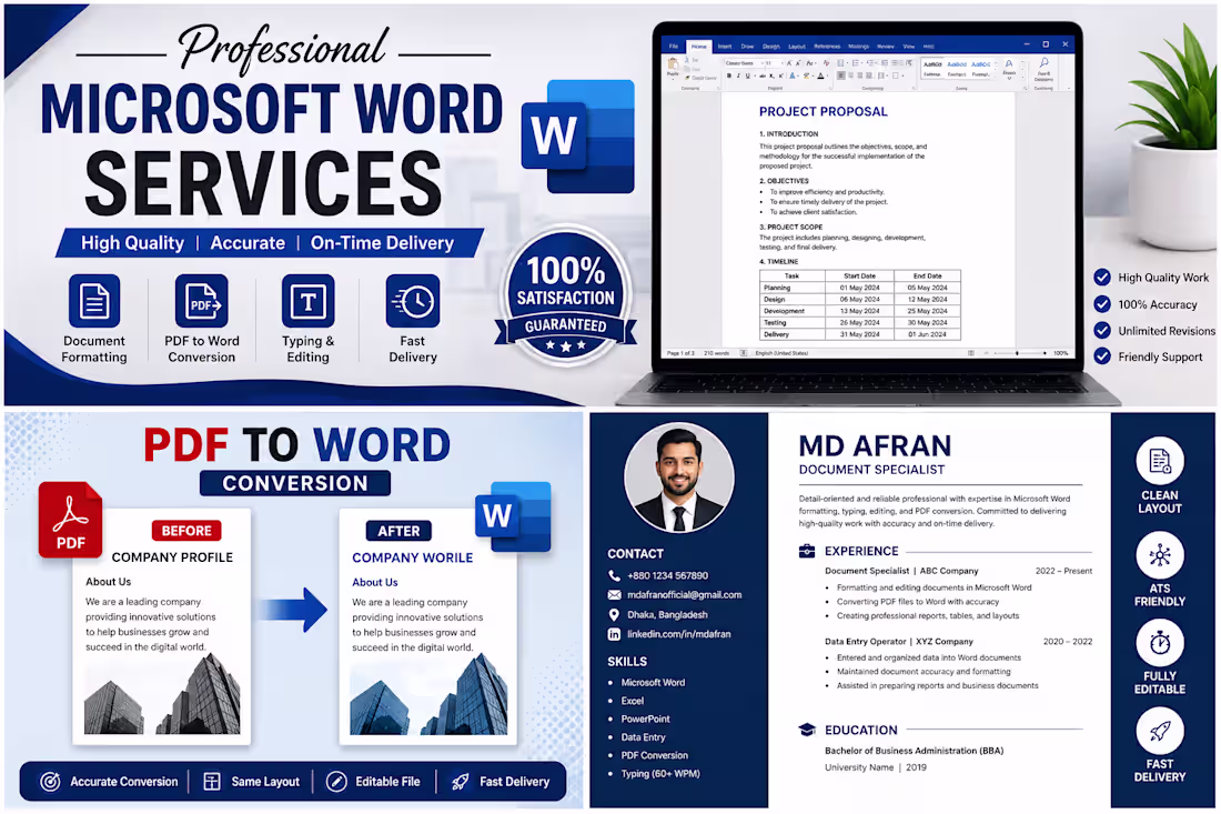 Cover image for 🥇 Professional formatting  for Microsoft Word documents