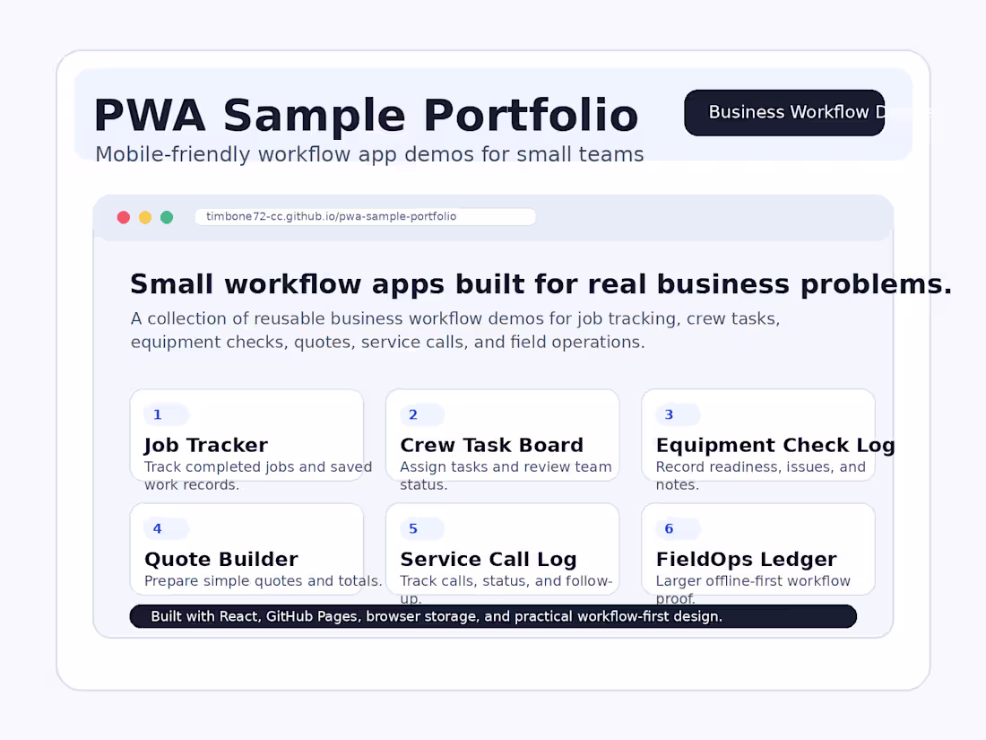 Cover image for PWA Sample Portfolio: Workflow App Demos