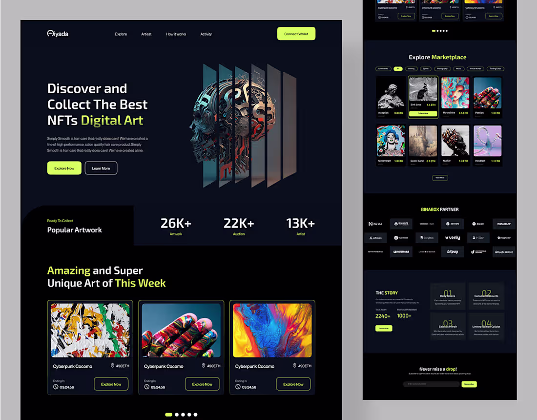 Cover image for NFT Marketplace Website - Landing Page :: Behance