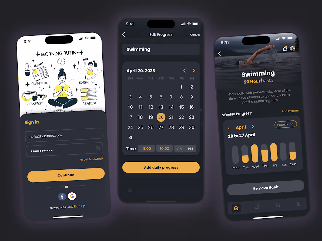 Cover image for Habit Tracker, Wellness App Design