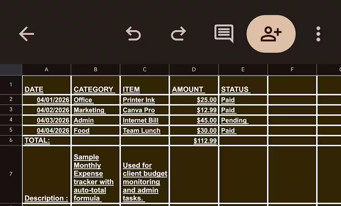Cover image for Google sheets Expense tracker Sample