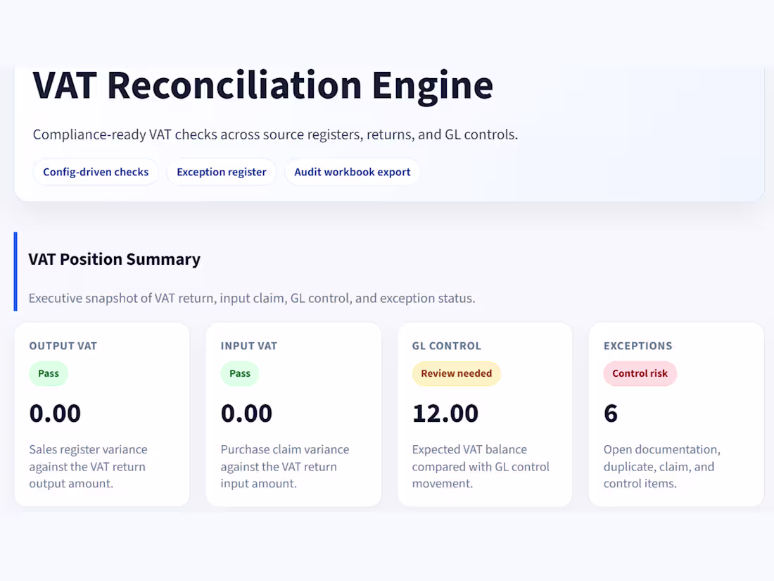 Cover image for A compliance-focused VAT reconciliation tool