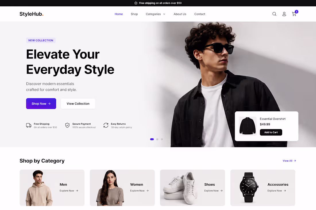 Cover image for Modern eCommerce website design with