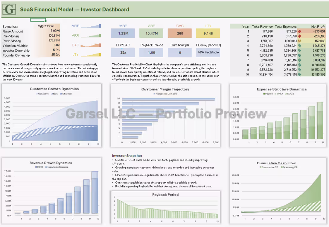 Cover image for Financial Model - Investor Dashboard