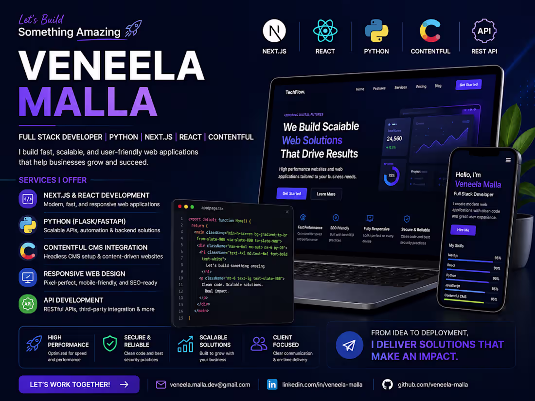 Cover image for Hire an Expert in Next.js, React, and Python for Web Develop...
