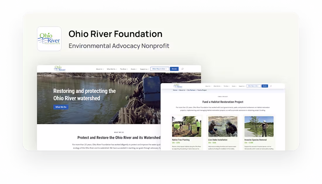 Cover image for Ohio River Foundation Website