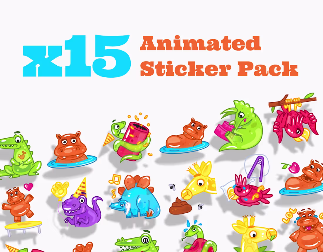 Cover image for Animated Sticker Pack Jelly Animals