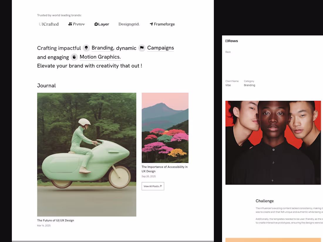 Cover image for Row website design and development in Framer