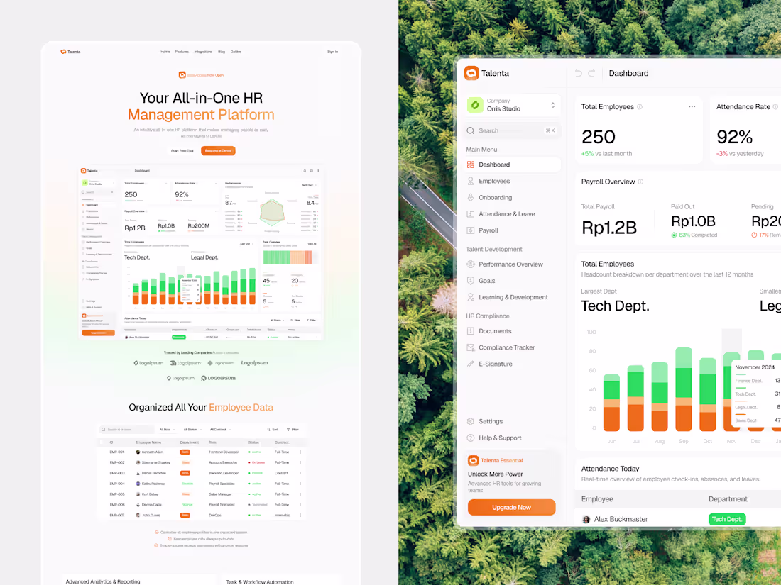 Cover image for Talenta HR Management Landing Page Design