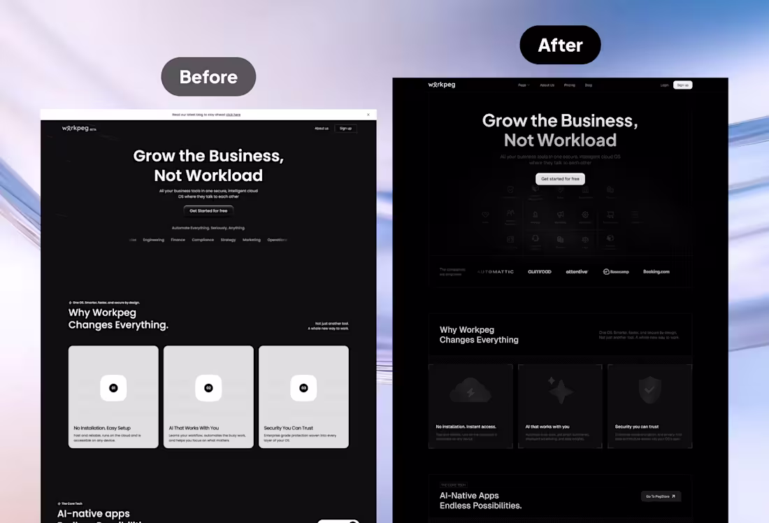 Cover image for Workpeg Homepage Redesign