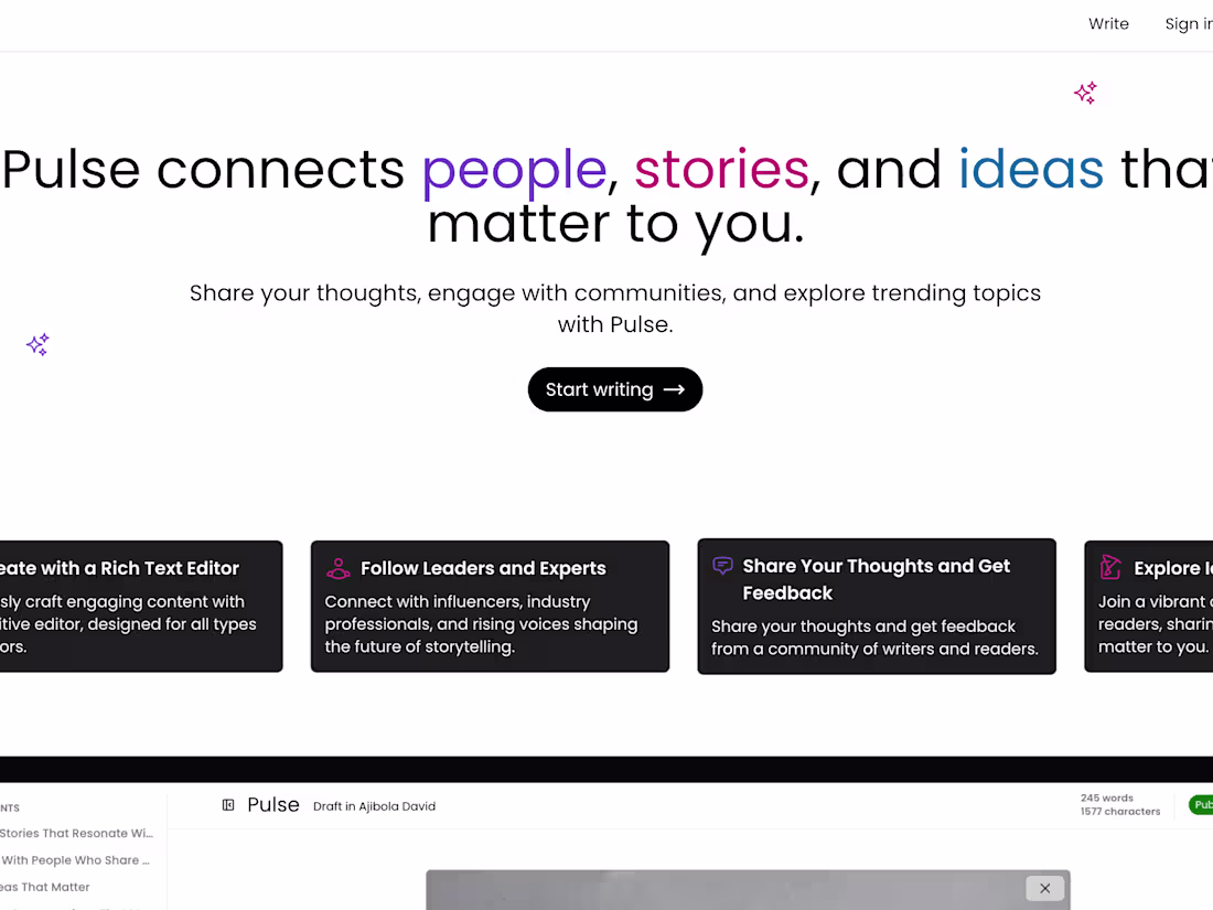Cover image for Pulse - Share your thoughts and explore topics effortlessly