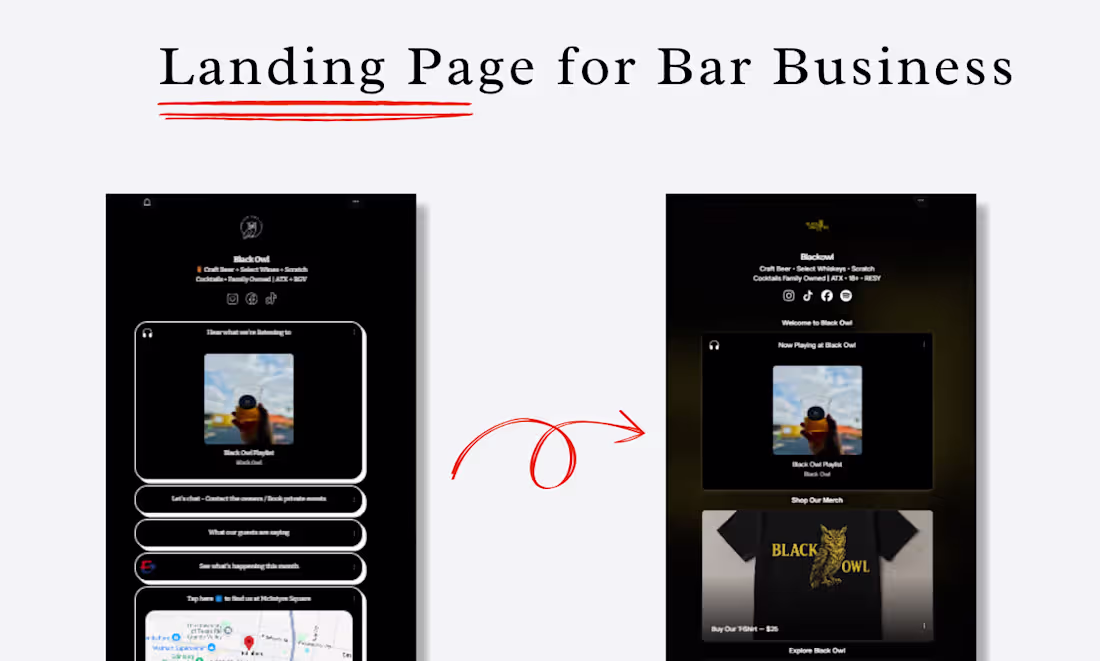 Cover image for Link-in-Bio Landing Page for Bar Business