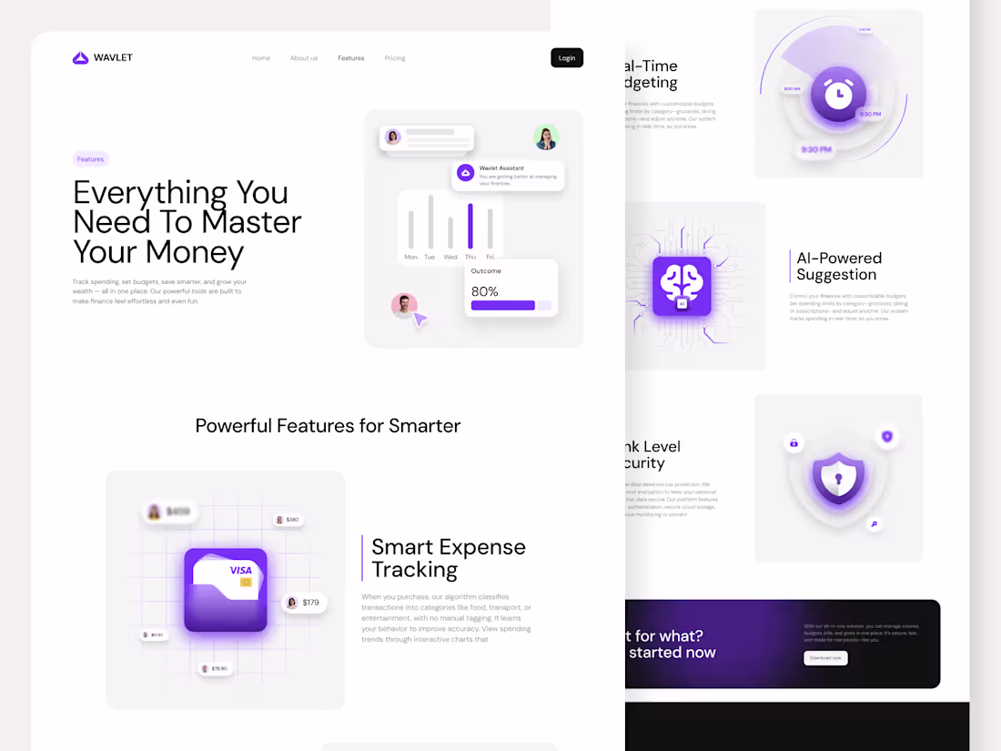 Cover image for Master your money with style 💸 I designed this Features Pag...