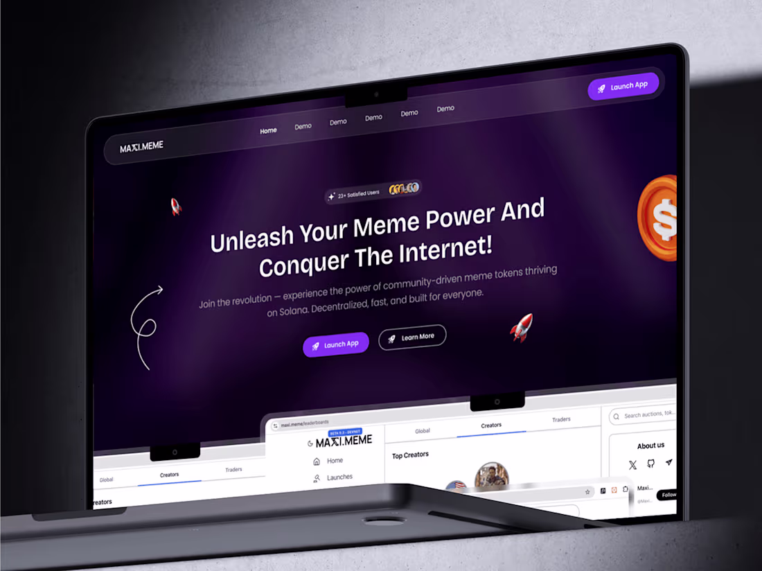 Cover image for MemeCoin - Web3 Landing Page Design