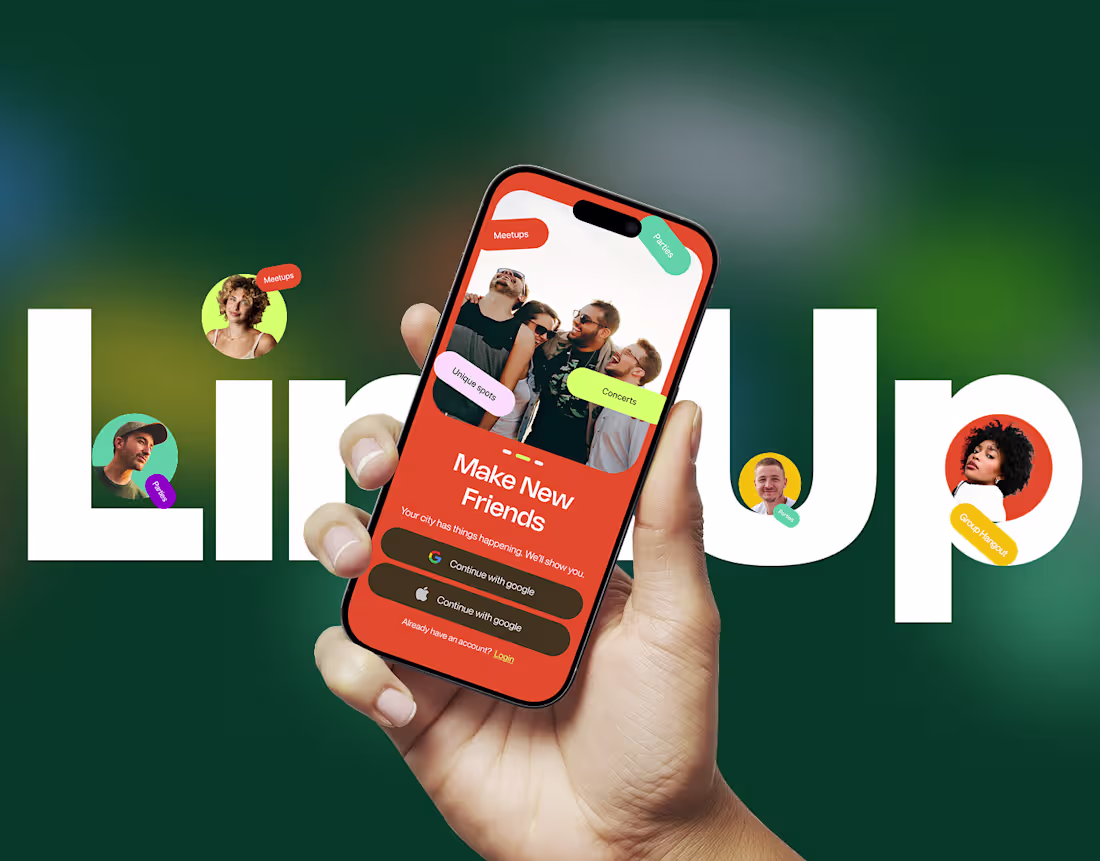 Cover image for LinkUp -Social Event App UIUX | Mobile App | Case study