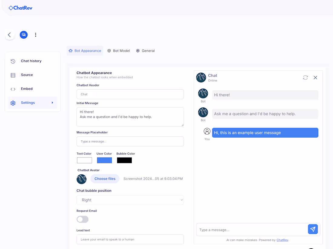 Cover image for Custom AI Chatbot for your business