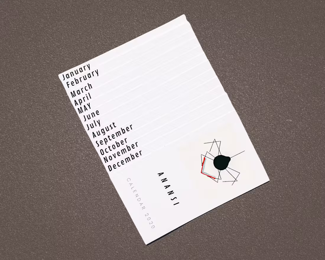 Cover image for Anansi Bookmark Calendar 2020