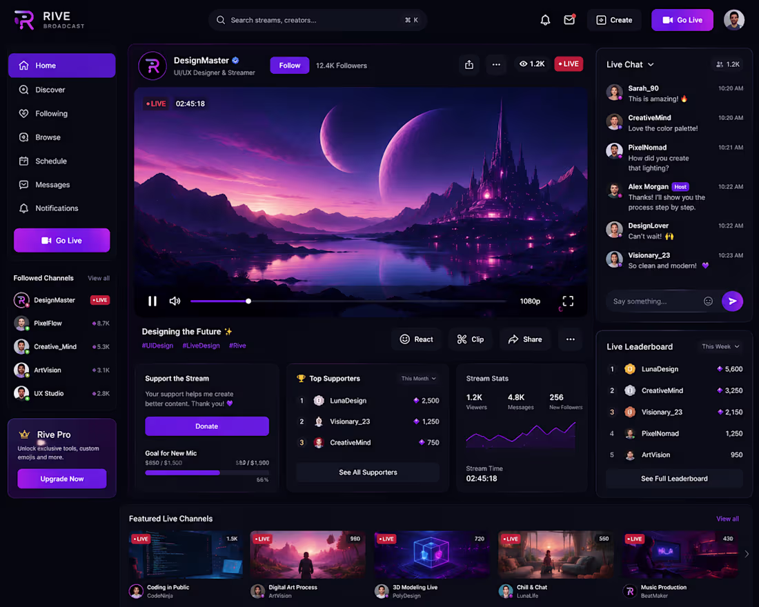 Cover image for A modern livestream interface concept