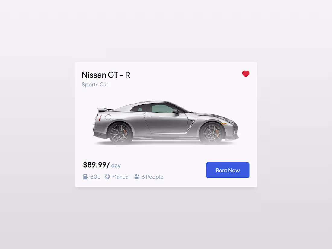 Cover image for Details card for a car renting platform.