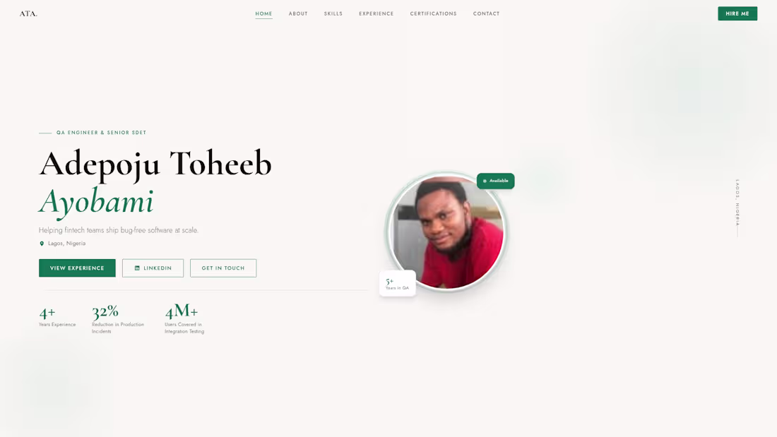 Cover image for Client: Adepoju Toheeb Ayobami (Personal