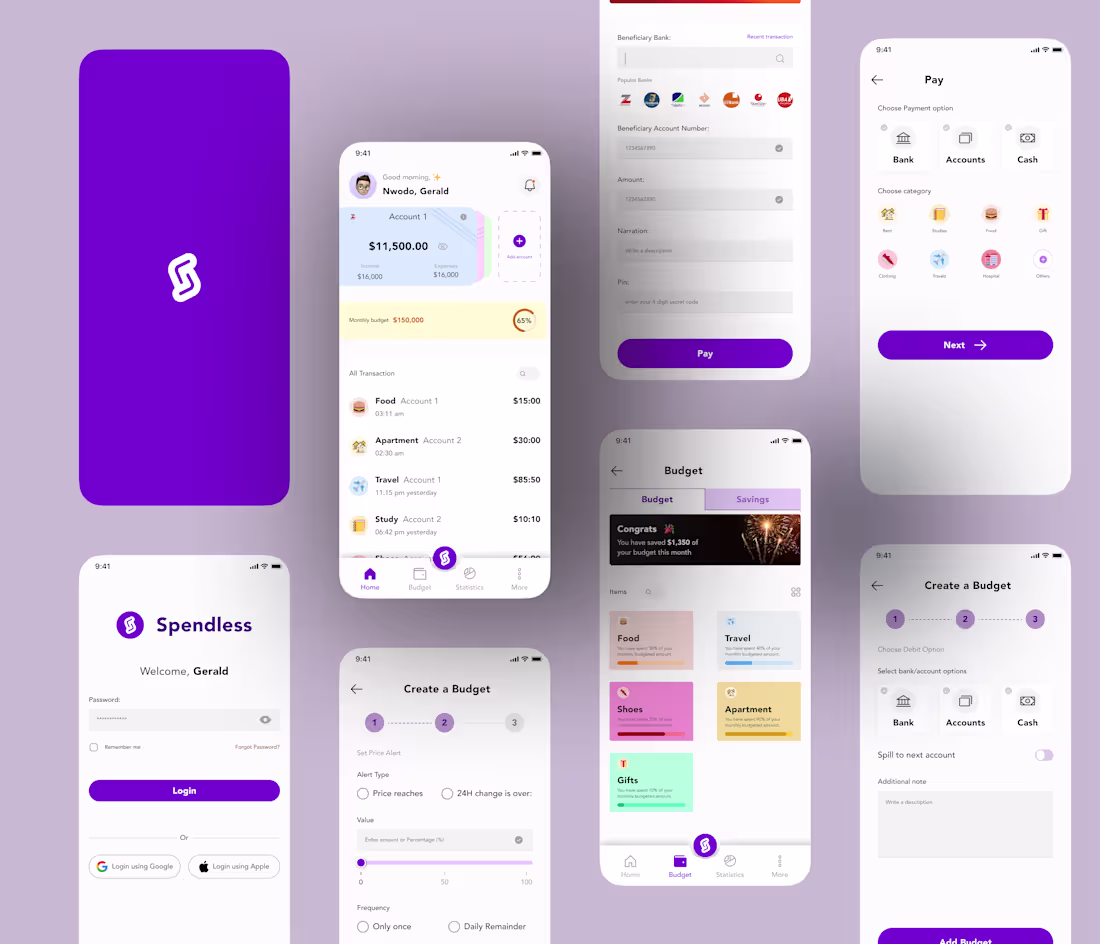 Cover image for SPENDLESS Mobile app (Fintech)