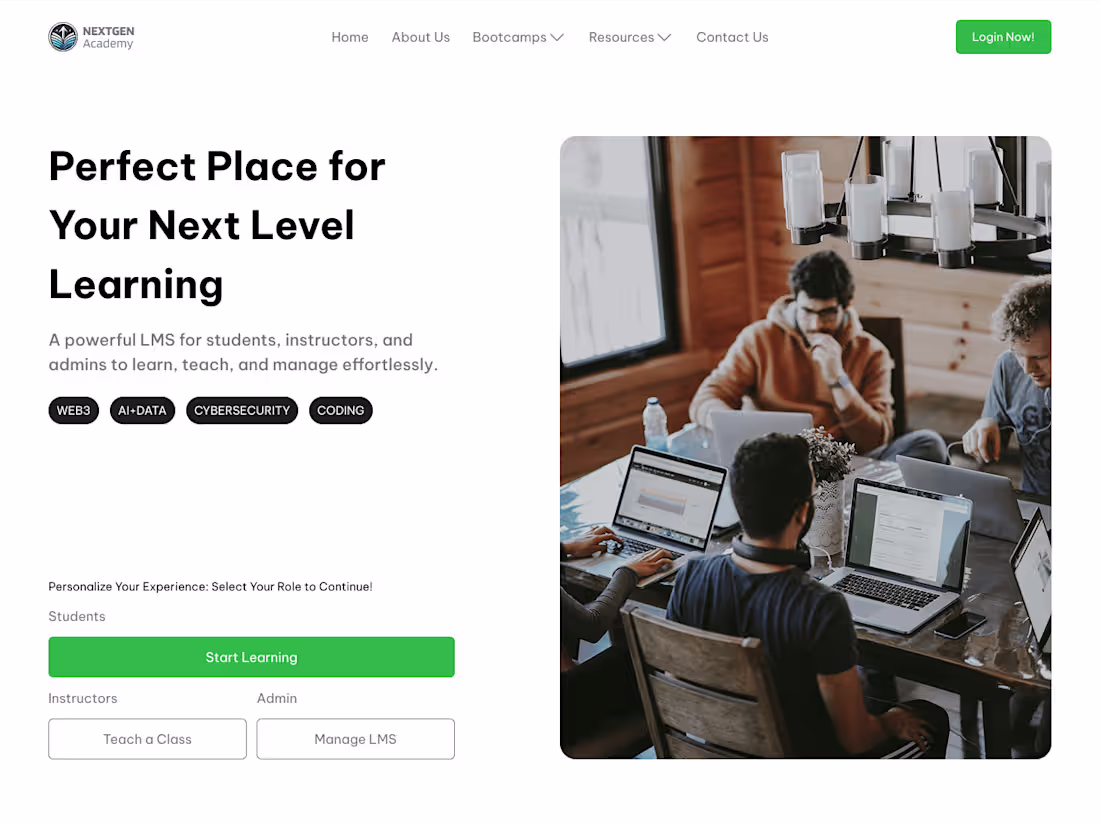 Cover image for NextGen Academy - E-learning platform Landing page