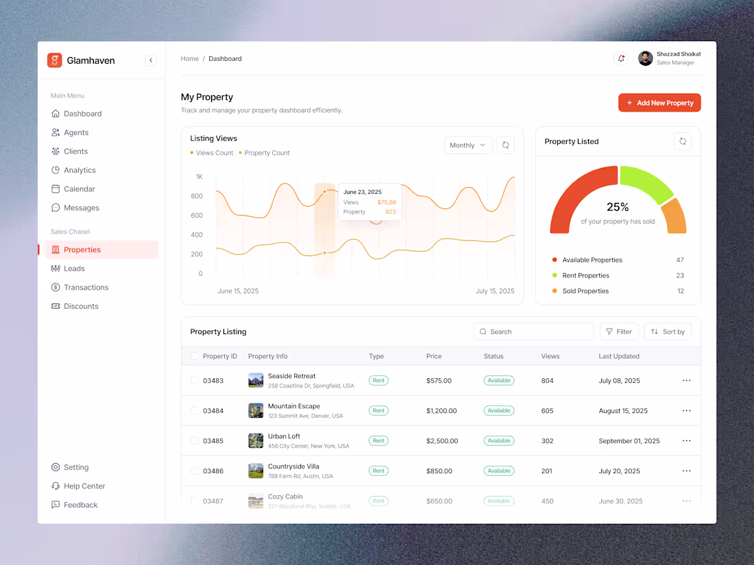Cover image for Just launched a new dashboard screen for Glamhaven — a clean...