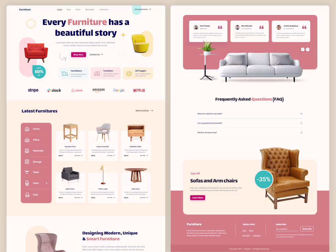 Cover image for Furniture Shop eCommerce Website UI