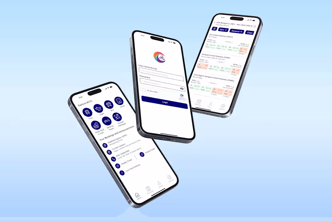 Cover image for IRCTC App Redesign for Enhanced Train Booking