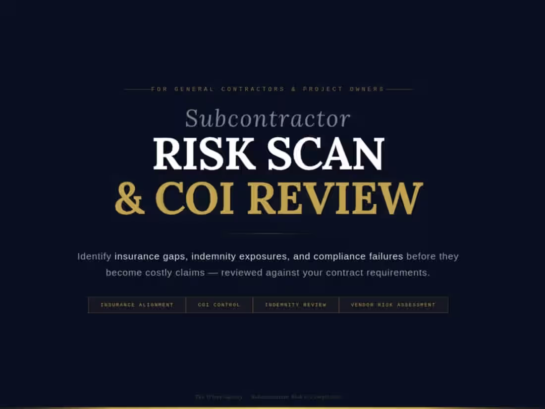 Cover image for Insurance & Compliance Audit for Contractors & Project Owners