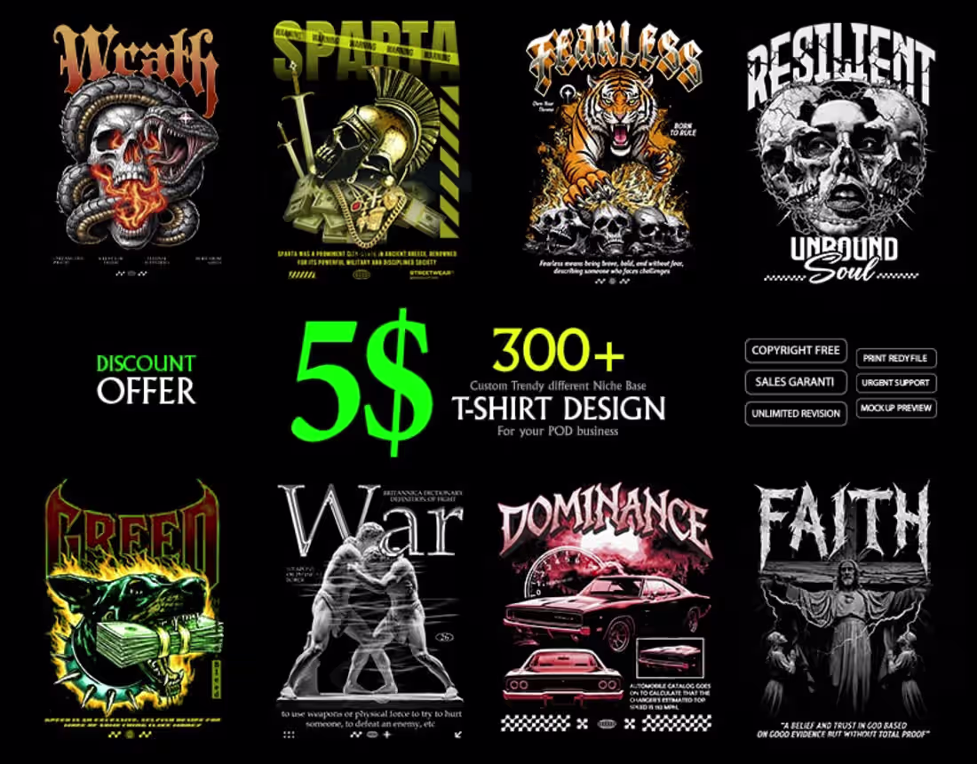 Cover image for 300-1000+ Custom Bulk T-Shirt Design