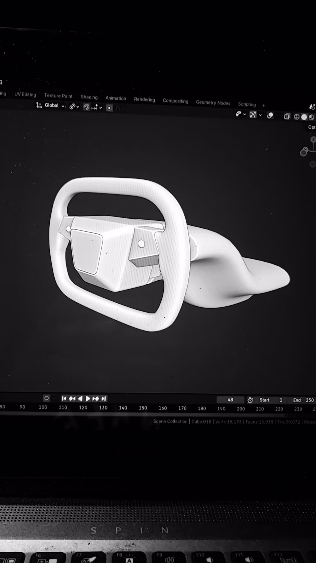 Cover image for cybertruck steering wheel.