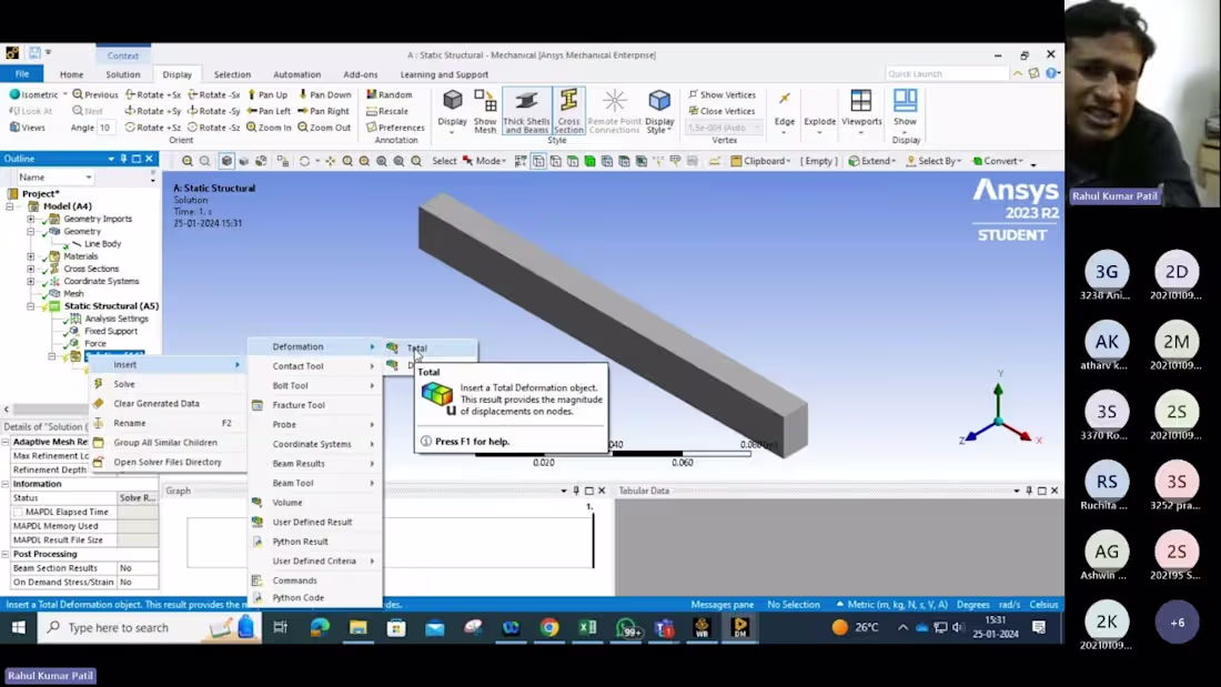 Cover image for Ansys beam Analysis Part 2 by Rahul K Patil - YouTube