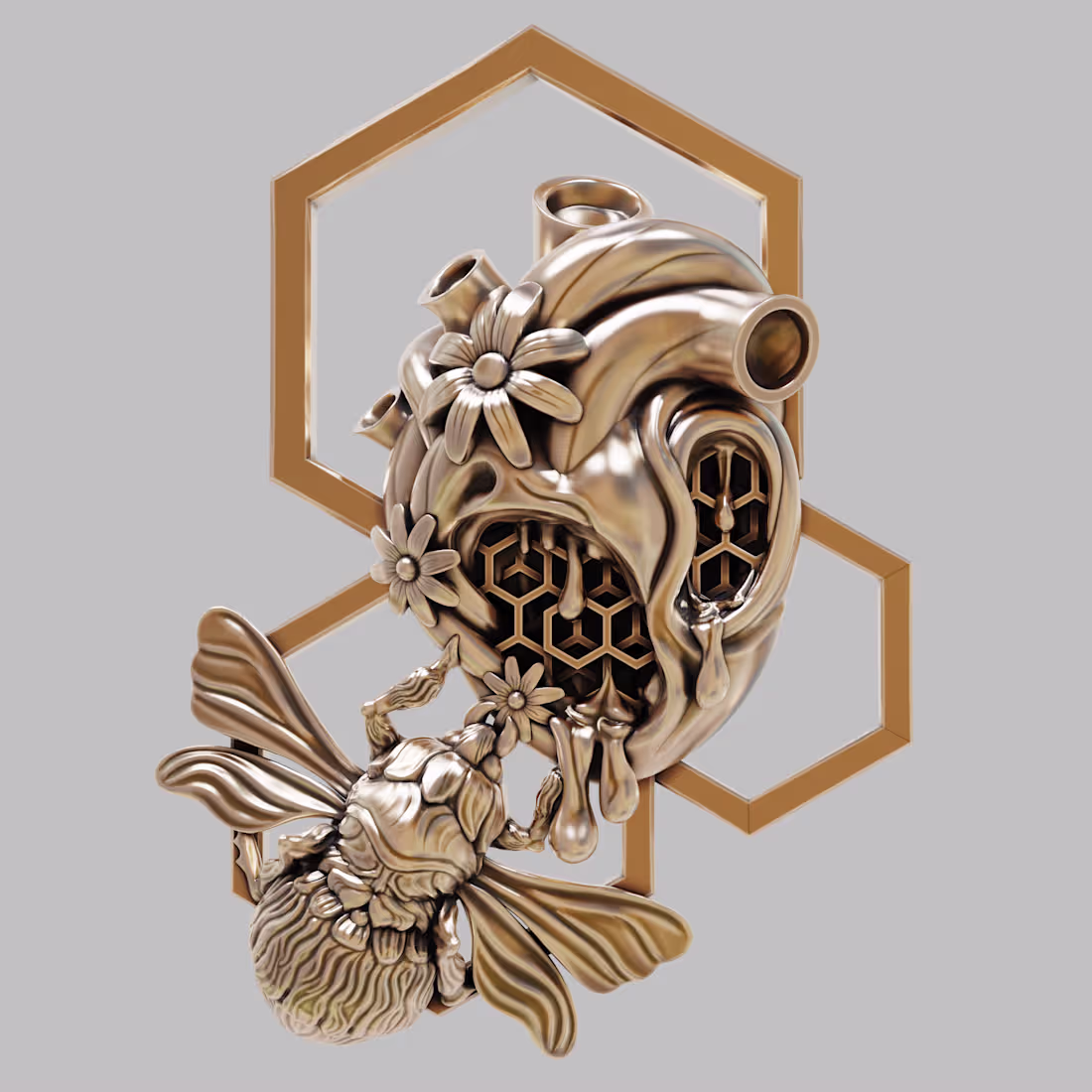 Cover image for Model of gold pendant Bee