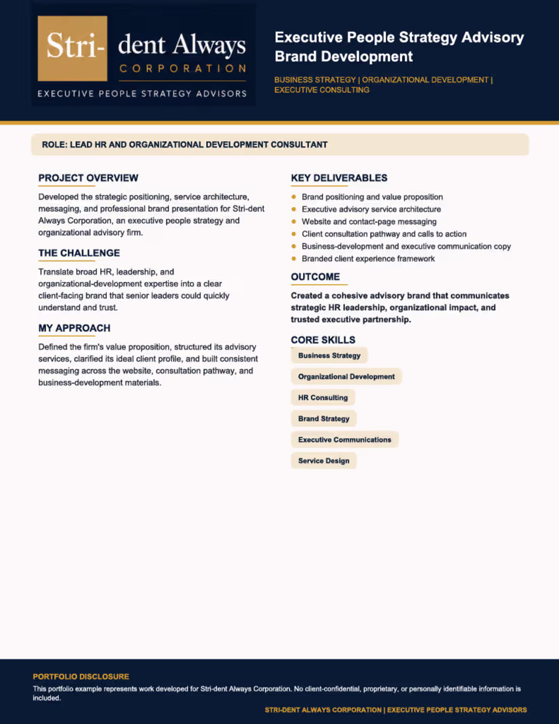 Cover image for Project Overview
Stri-dent Always Corporation needed