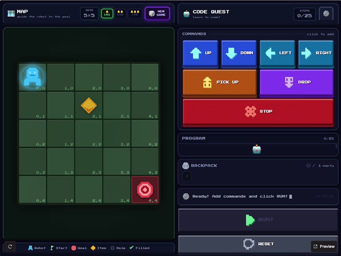 Cover image for Simple Programming Learning Game for