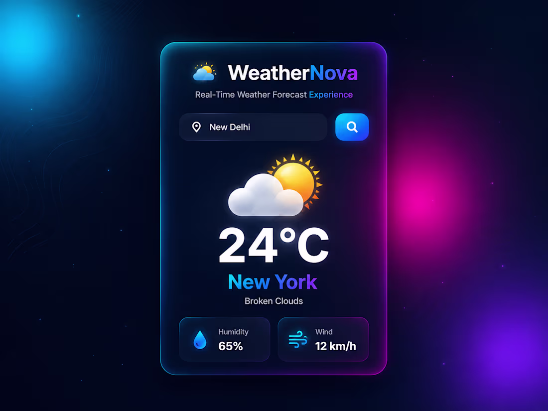 Cover image for Weather App
Description:WeatherNova
WeatherNova is a modern
