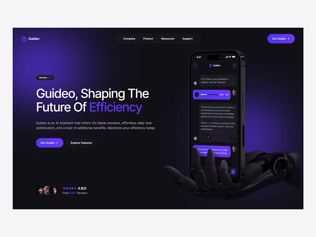 Cover image for Guideo – AI Assistant App & Website Design