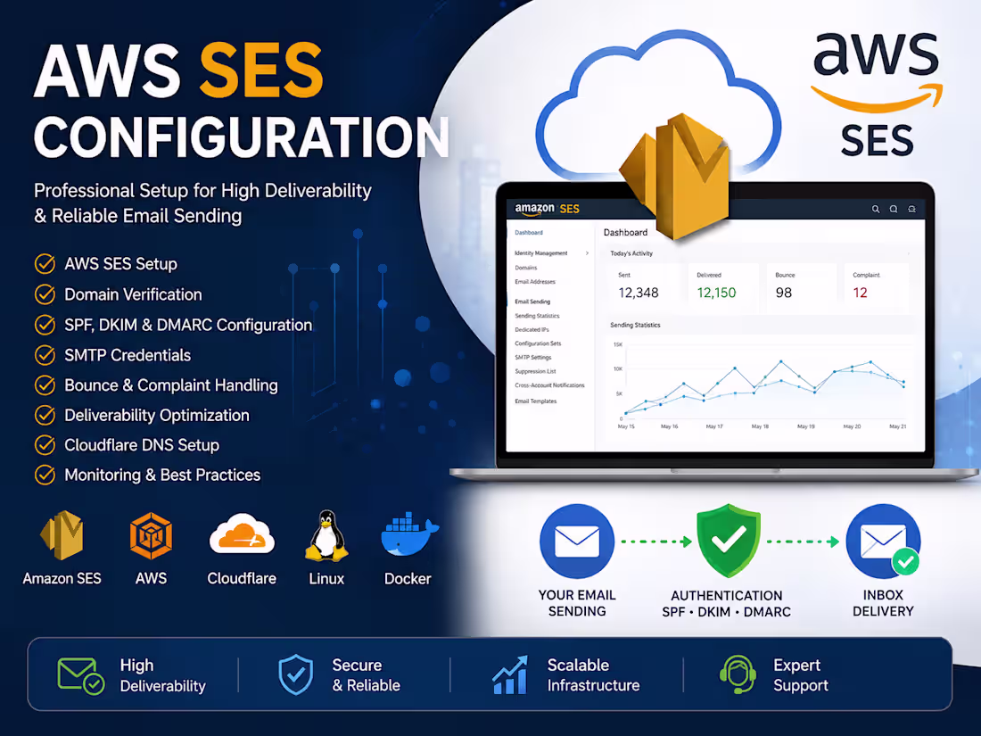 Cover image for AWS SES Configuration & Email Deliverability Setup