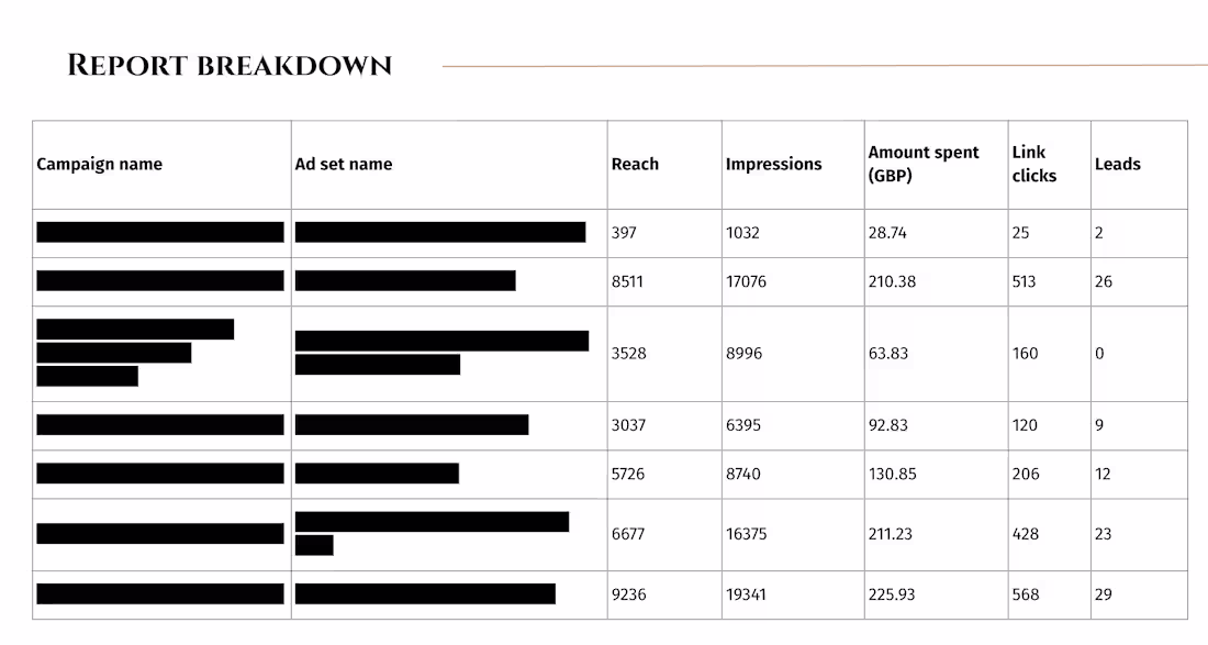 Cover image for Monthly Meta Leads Report Sample