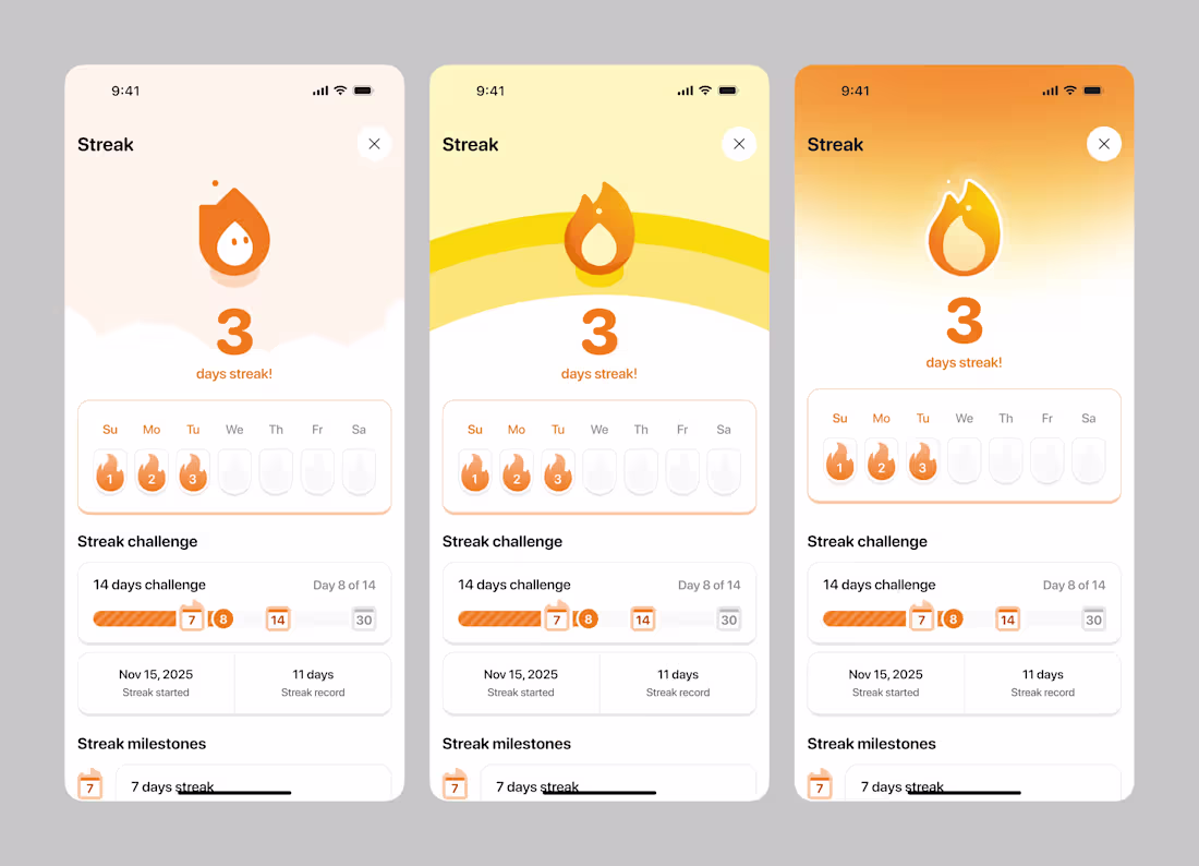 Cover image for Streak page concepts. Which one is your favorite?