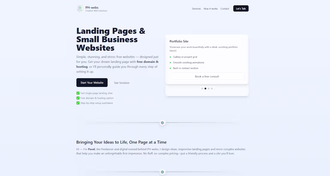 Cover image for Landing page for web design